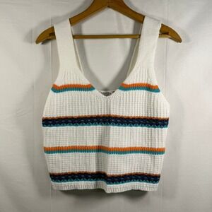 Jolie & Joy Knit Crop Top Size 1X Striped Sleeveless V Neck Boho